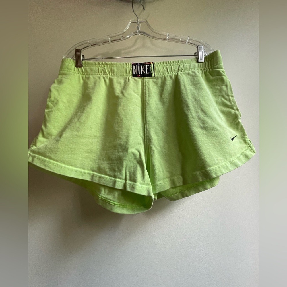 Nike Lime Green Shorts With Logos Size Medium